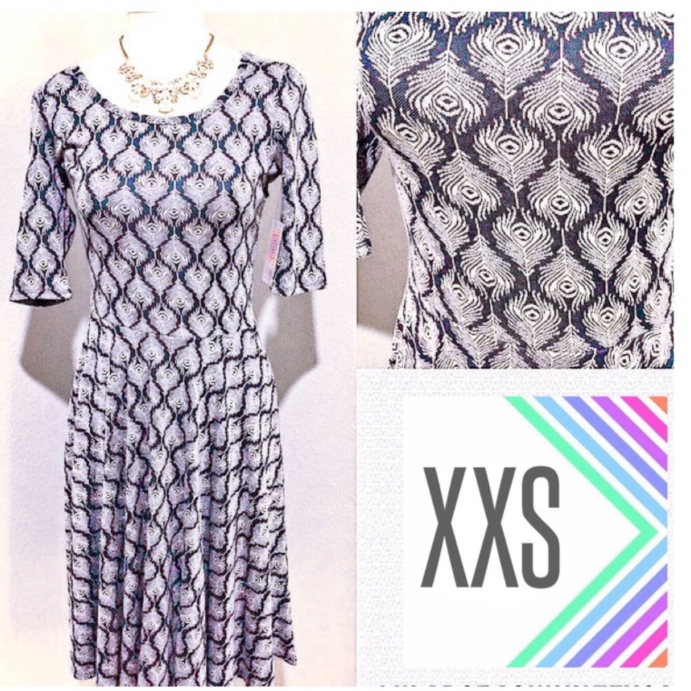 LuLa XXS Blue White Peacock Dress NWT